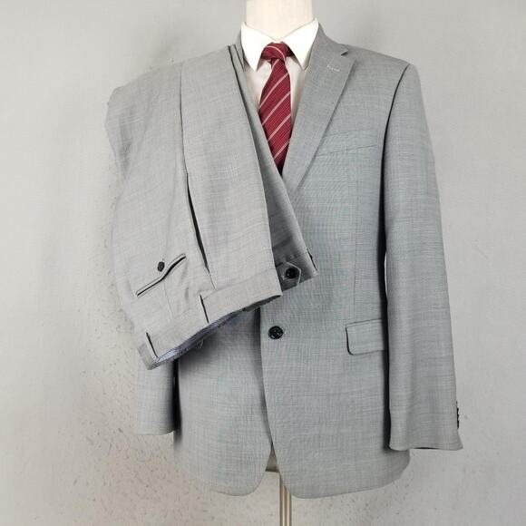 Tommy Hilfiger Suit Mens 40 Gray 2 Piece Wool Solid Classic Fit Business - Picture 1 of 16